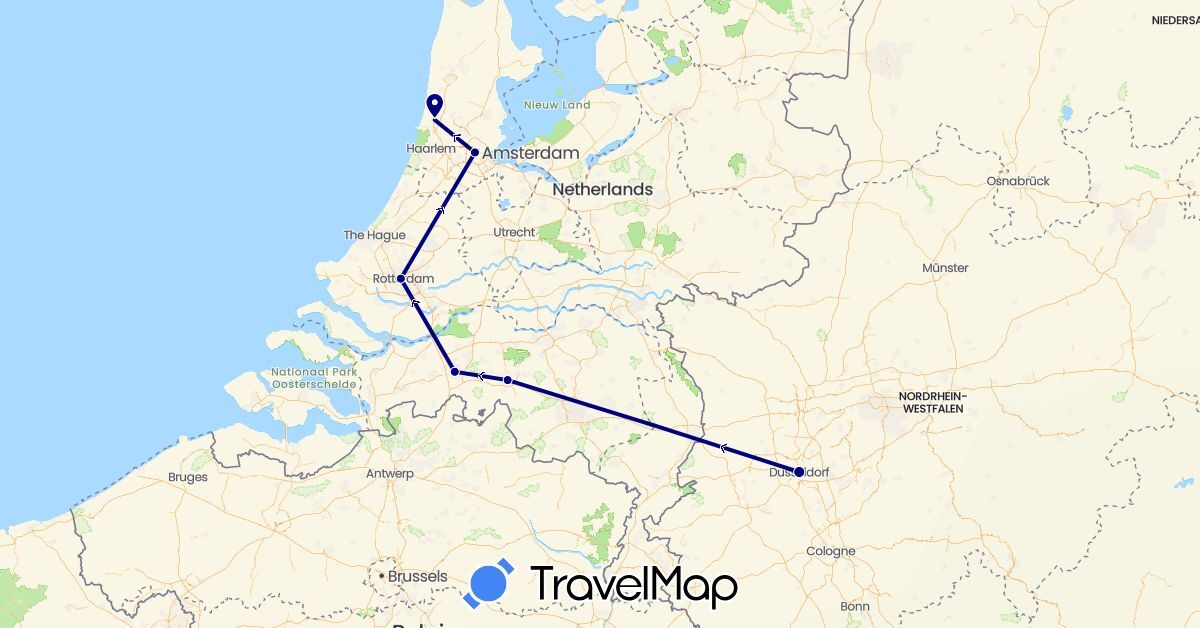 TravelMap itinerary: driving in Germany, Netherlands (Europe)
